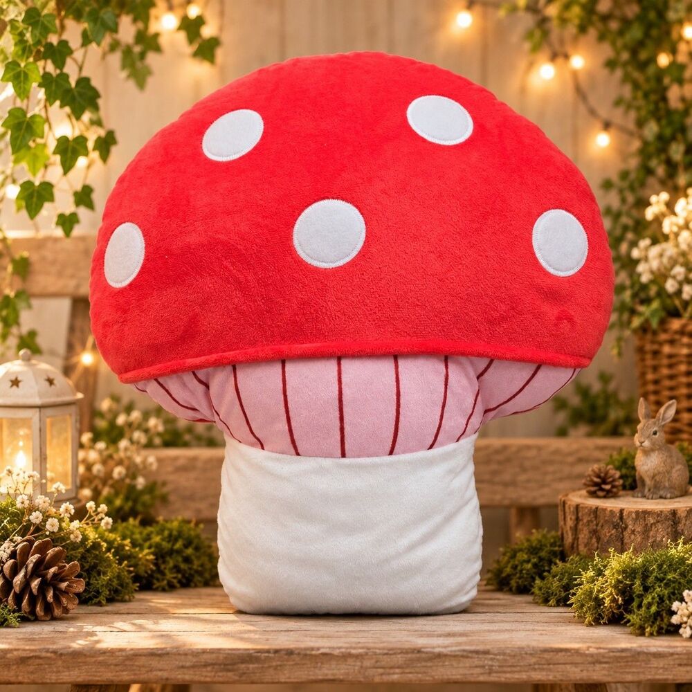 Target Red Mushroom Plush Decorative Pillow Cottagecore Goblincore Kawaii NWT